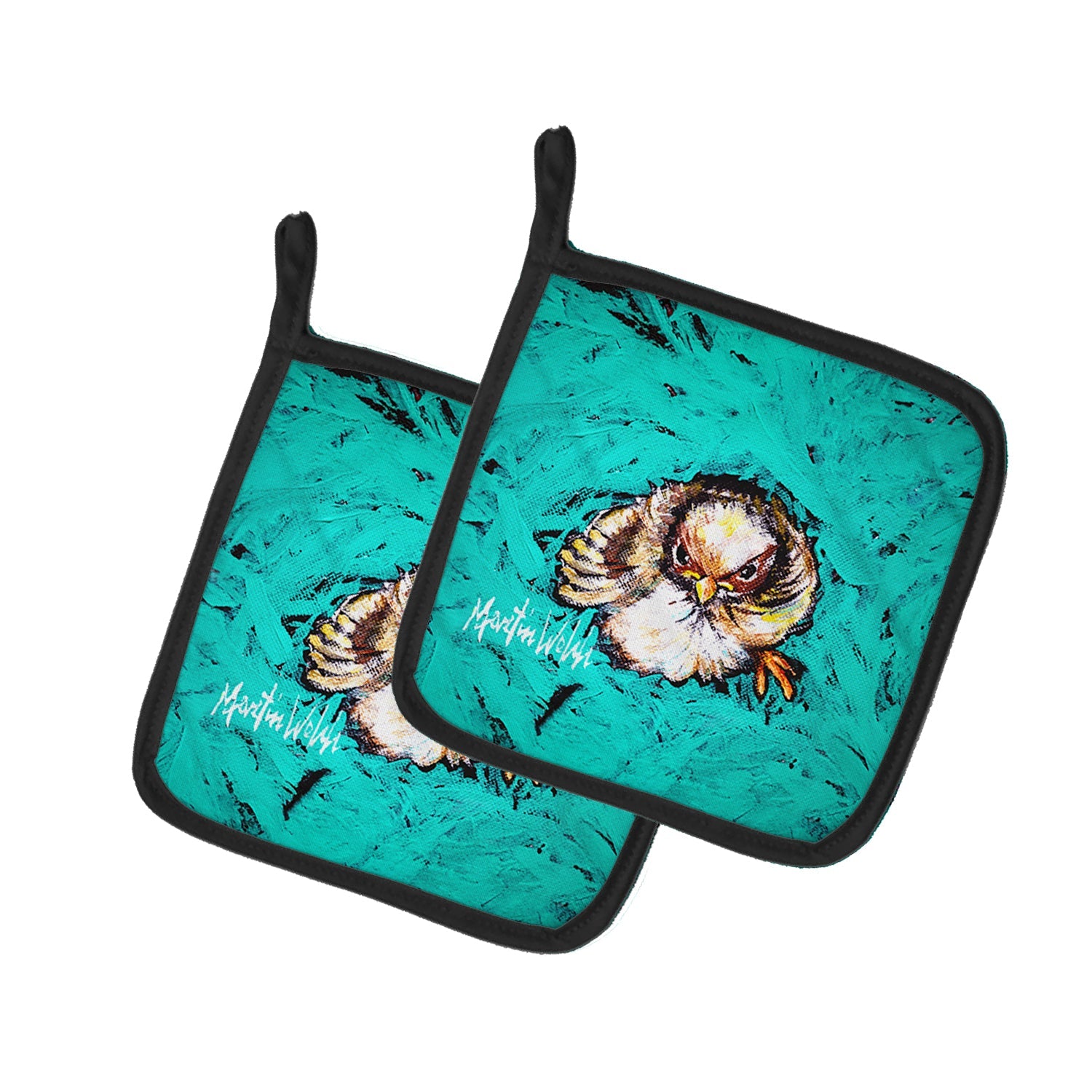 Fiest Chic Bird Pot Holder Set of 2 Heat Resistant Quilted Hot Pads 7.5 x 7.5 Inch, Insulated Kitchen Trivets for Cooking & Baking