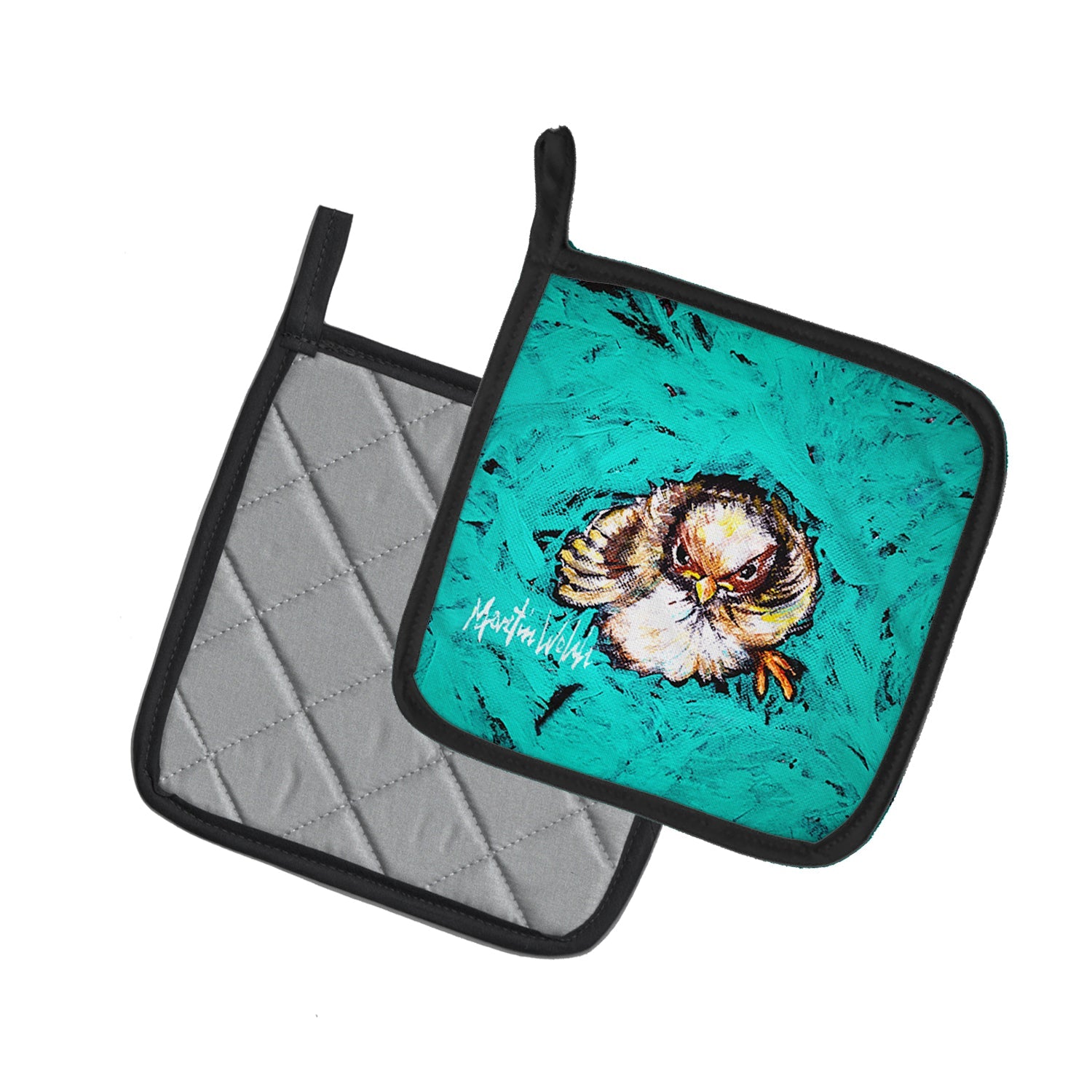 Fiest Chic Bird Pot Holder Set of 2 Heat Resistant Quilted Hot Pads 7.5 x 7.5 Inch, Insulated Kitchen Trivets for Cooking & Baking