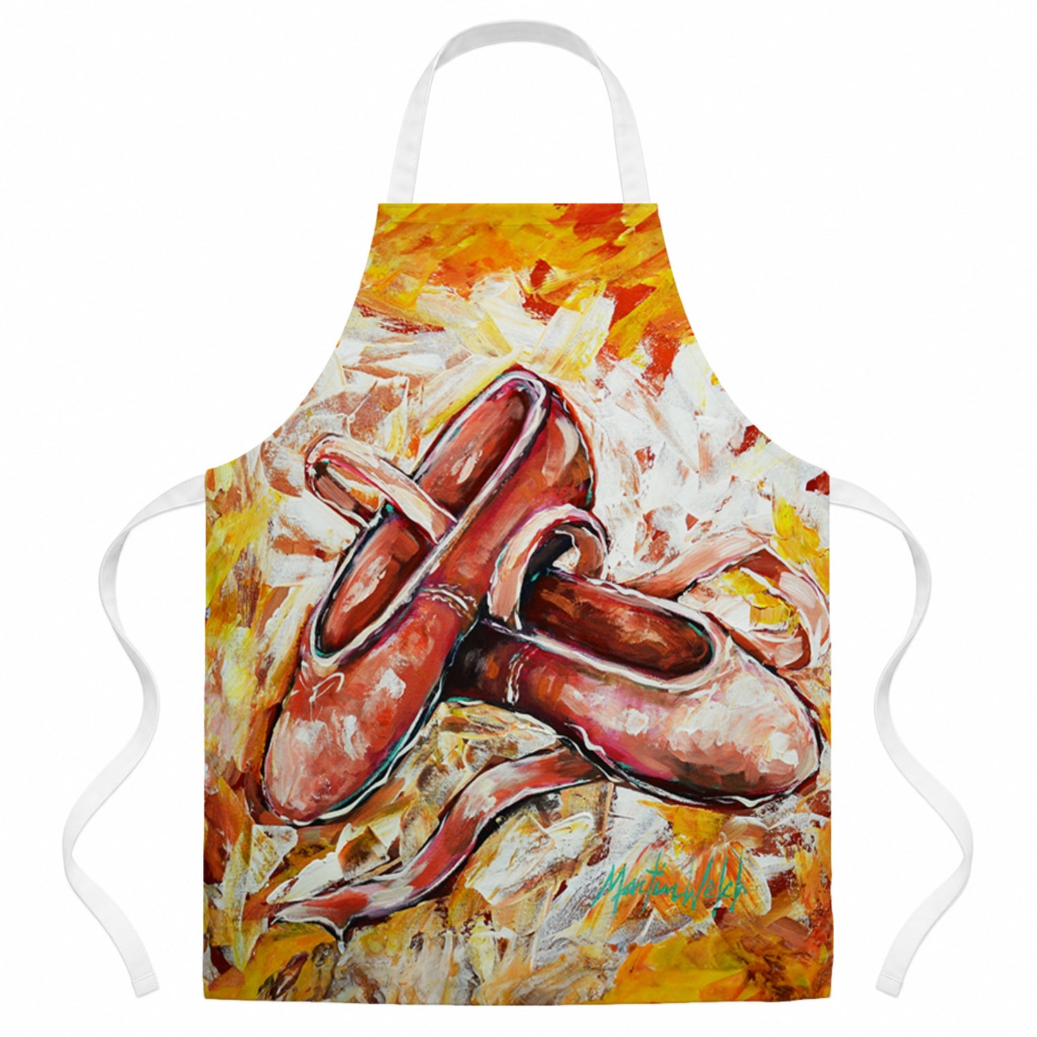 First Step Ballet Shoes Apron Cooking Kitchen Server Baking Crafts Gardening for Adult Women Men, Unisex, Large, Multicolor