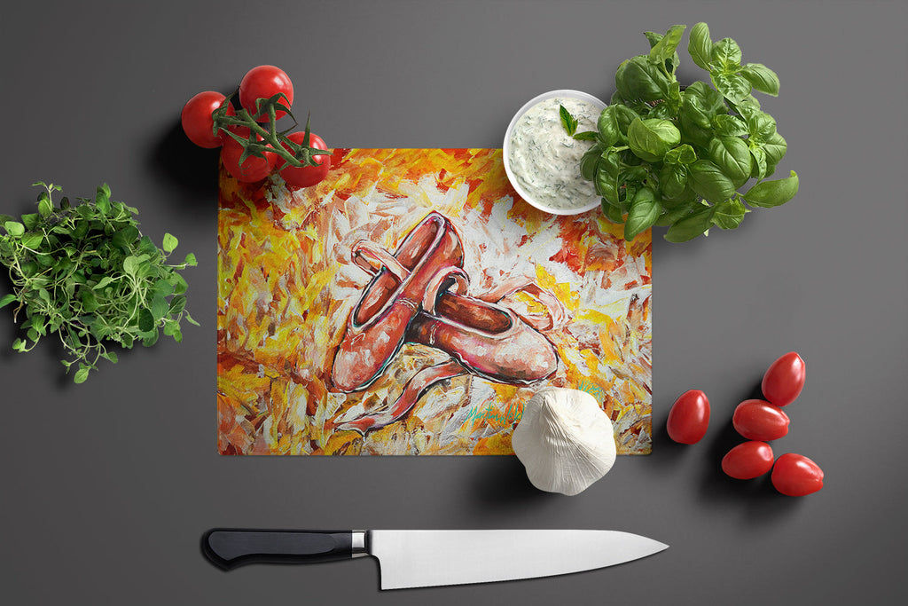 First Step Ballet Shoes Cutting Board Tempered Glass Kitchen Cutting Surface, Heat Resistant Chopping, Non-Slip Feet, Food Prep & Serving