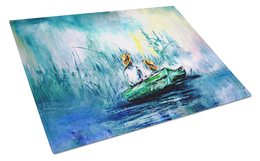 Fishing On The Bayou Cutting Board Tempered Glass Kitchen Cutting Surface, Heat Resistant Chopping, Non-Slip Feet, Food Prep & Serving