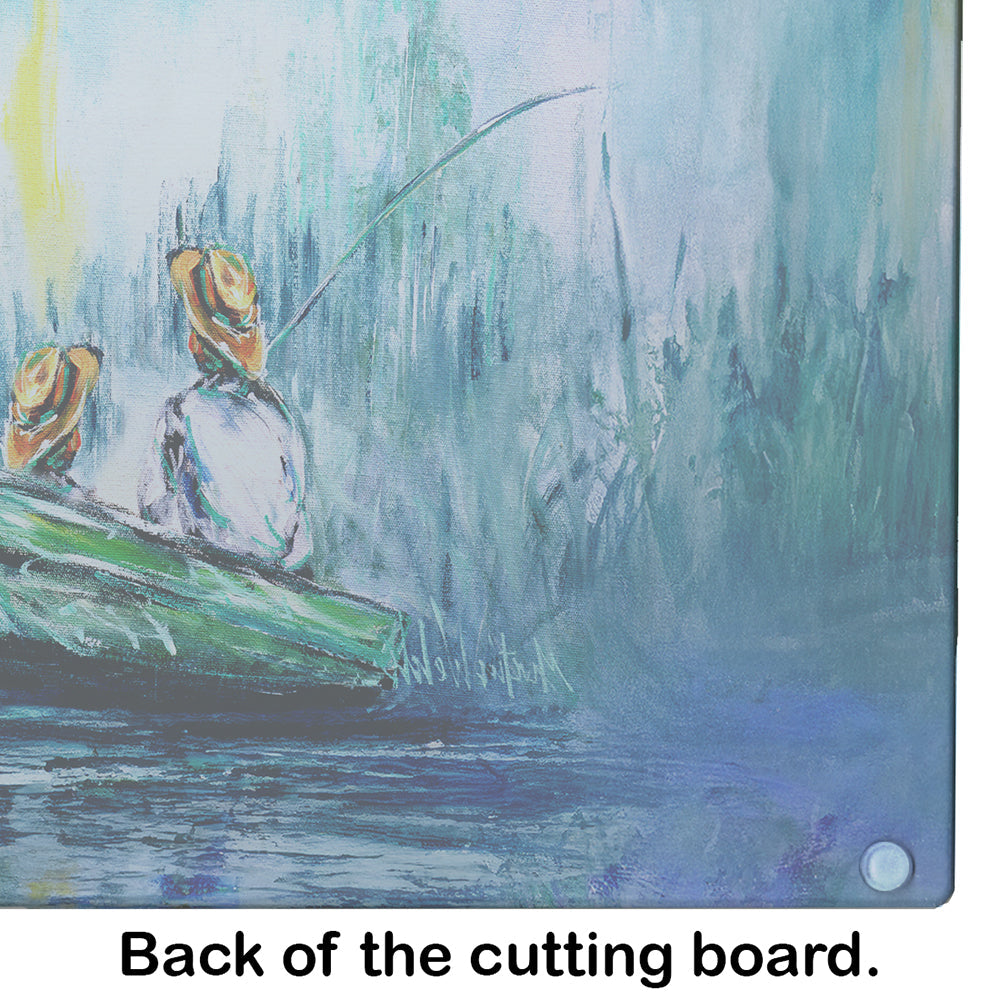 Fishing On The Bayou Cutting Board Tempered Glass Kitchen Cutting Surface, Heat Resistant Chopping, Non-Slip Feet, Food Prep & Serving