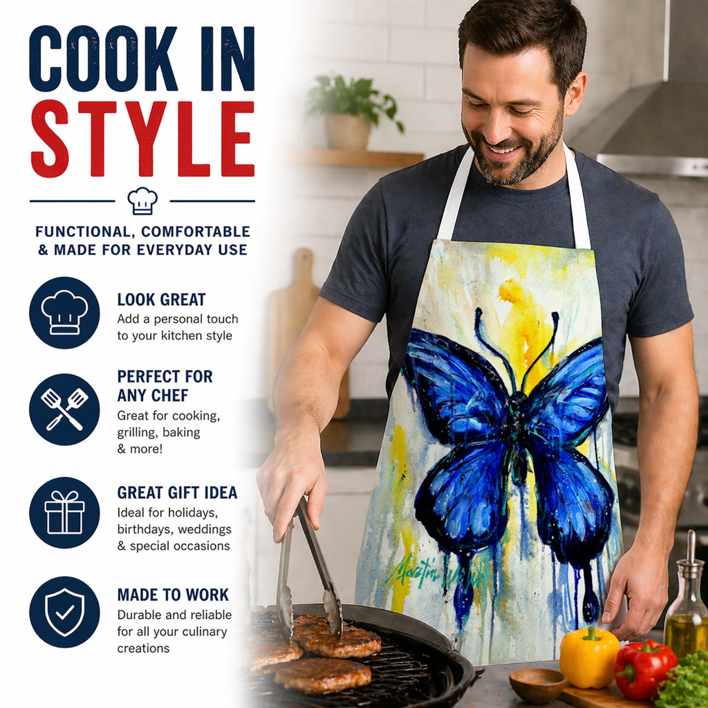 Flutter Butterfly Apron Cooking Kitchen Server Baking Crafts Gardening for Adult Women Men, Unisex, Large, Multicolor