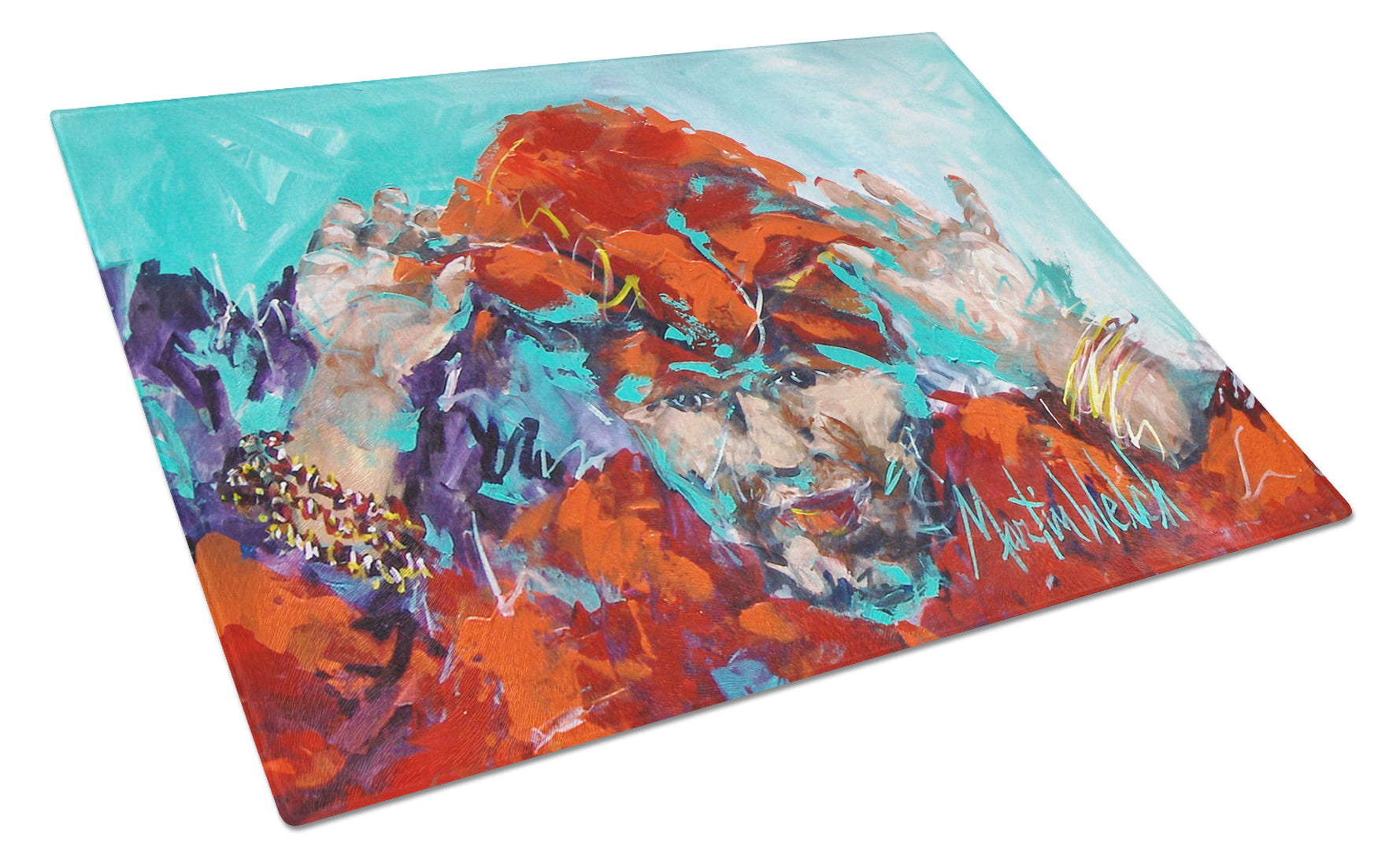 Fortune Teller Cutting Board Tempered Glass Kitchen Cutting Surface, Heat Resistant Chopping, Non-Slip Feet, Food Prep & Serving