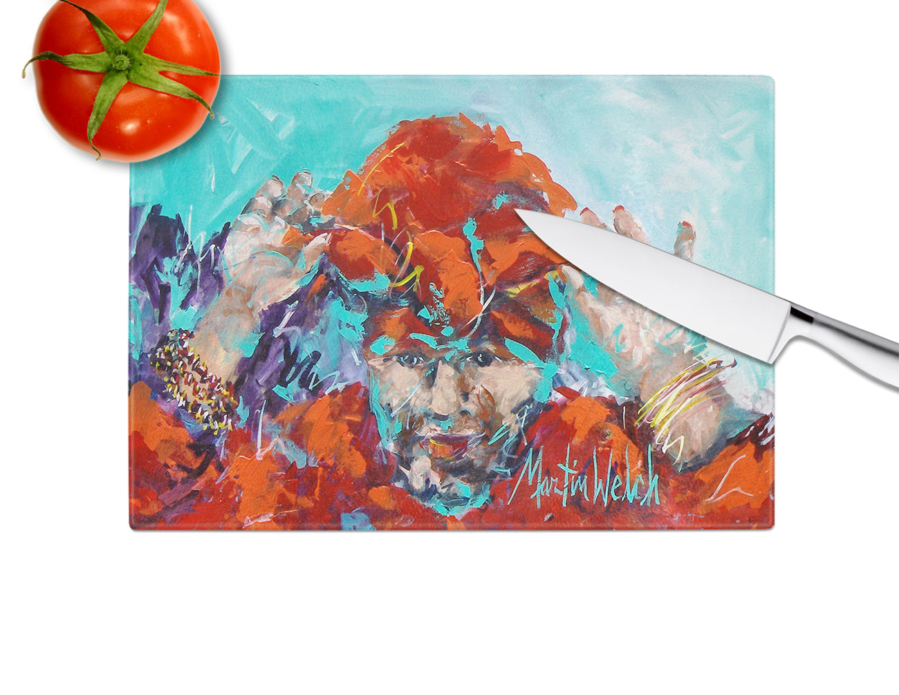 Fortune Teller Cutting Board Tempered Glass Kitchen Cutting Surface, Heat Resistant Chopping, Non-Slip Feet, Food Prep & Serving