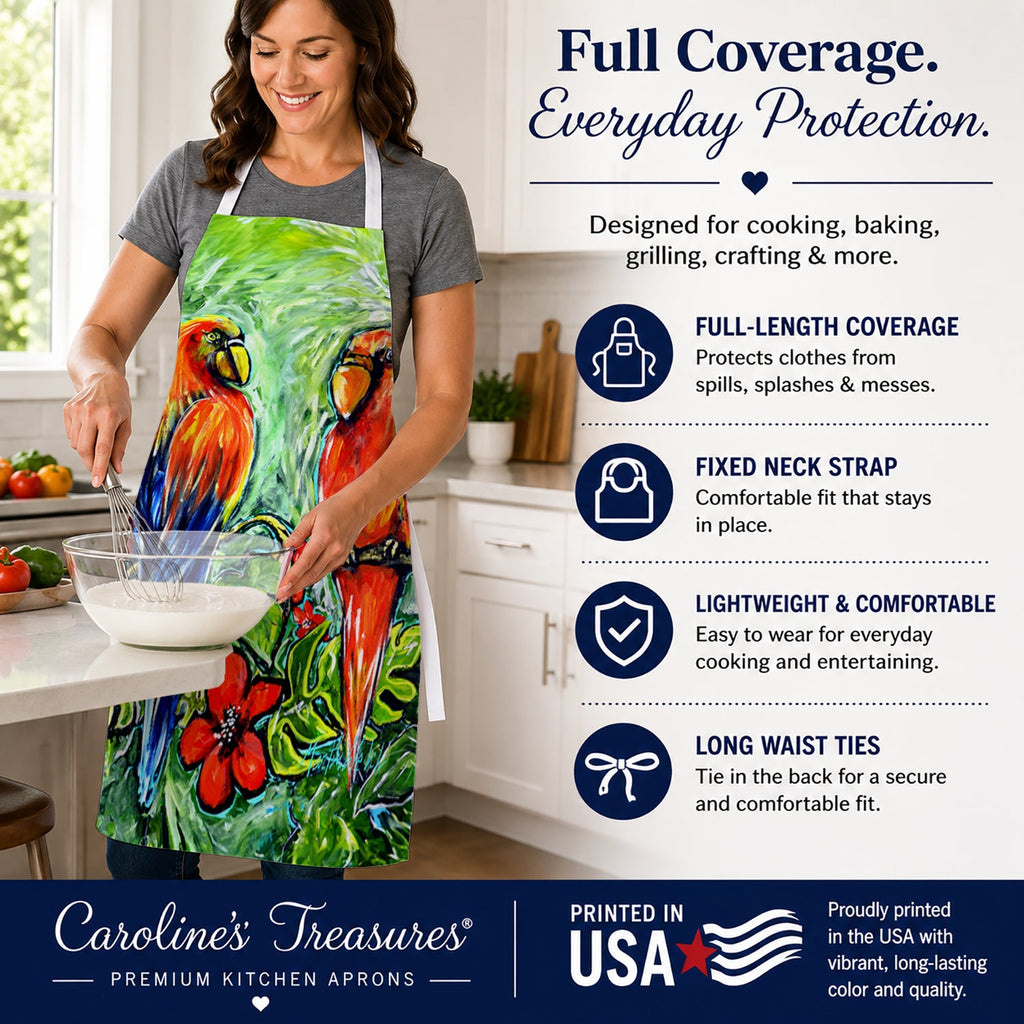 Fred and Freda Parrots Apron Cooking Kitchen Server Baking Crafts Gardening for Adult Women Men, Unisex, Large, Multicolor