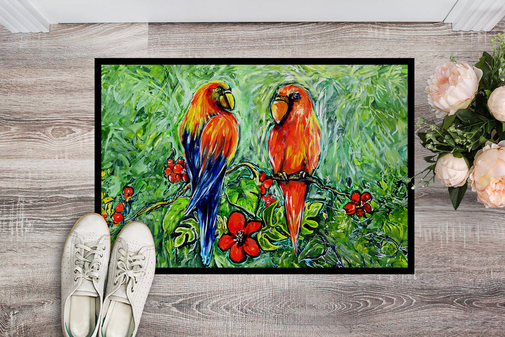 Fred and Freda Parrots Doormat Indoor Outdoor 24H X 36W Front Door Mat Rugs for Entryway, Non Slip Washable Low Pile,