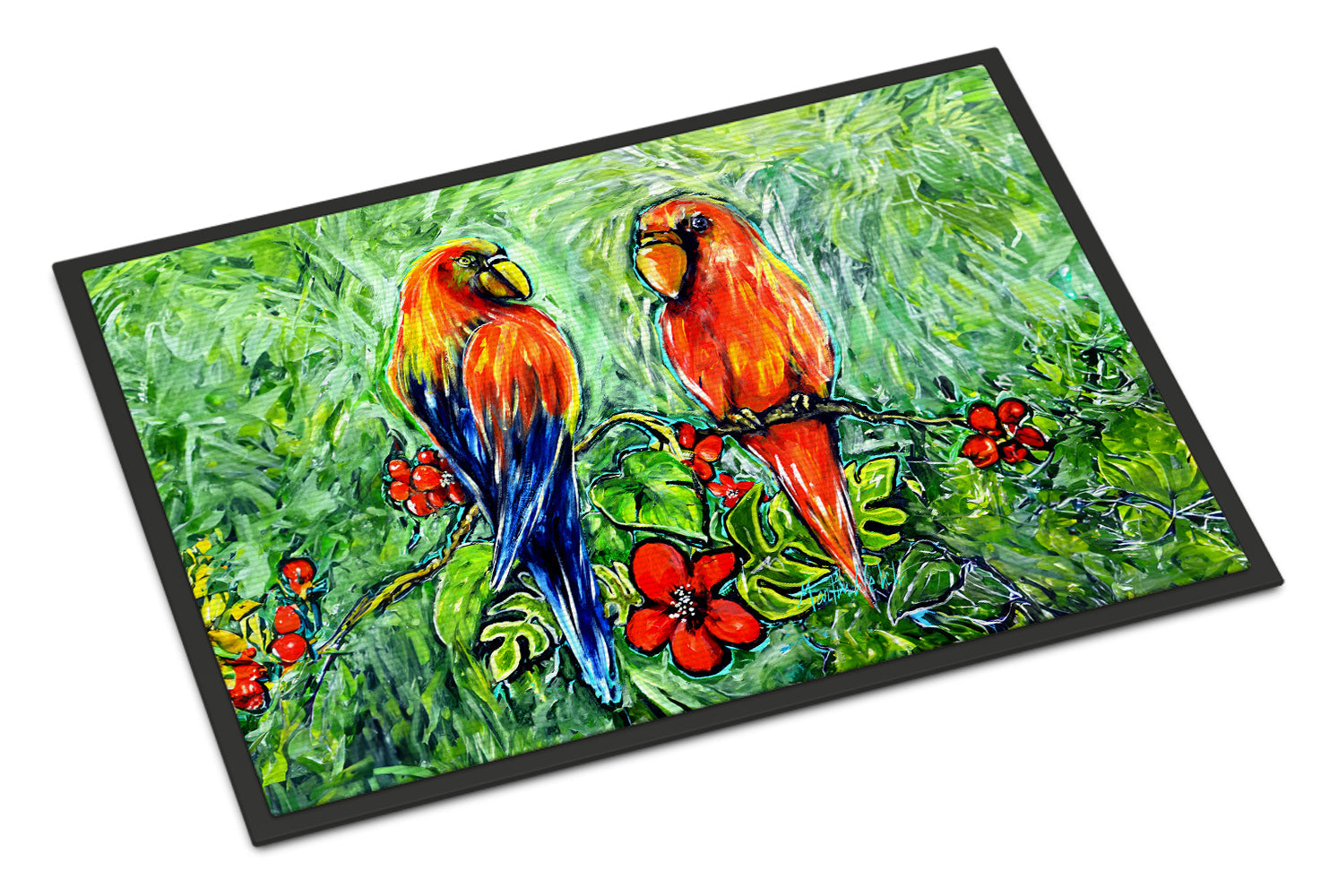 Fred and Freda Parrots Doormat Indoor Outdoor 18H X 27W Front Door Mat Rugs for Entryway, Non Slip Washable