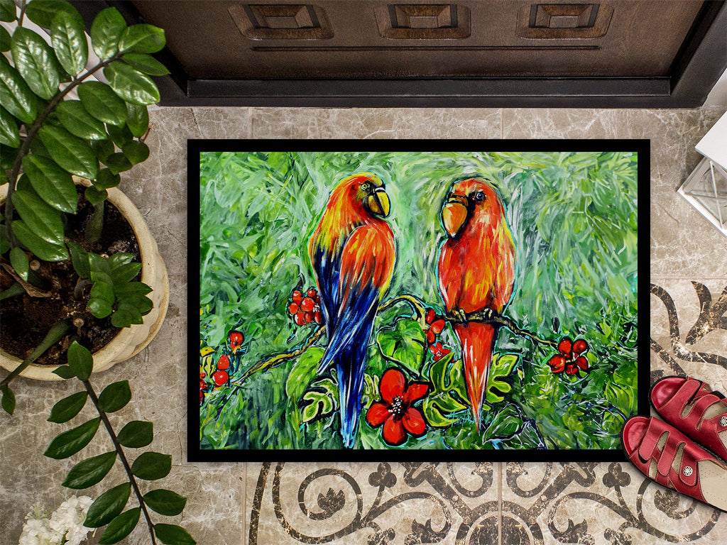 Fred and Freda Parrots Doormat Indoor Outdoor 18H X 27W Front Door Mat Rugs for Entryway, Non Slip Washable