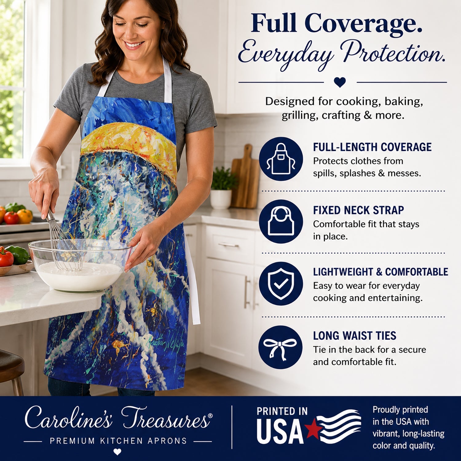 Free Fall Jellyfish Apron Cooking Kitchen Server Baking Crafts Gardening for Adult Women Men, Unisex, Large, Multicolor