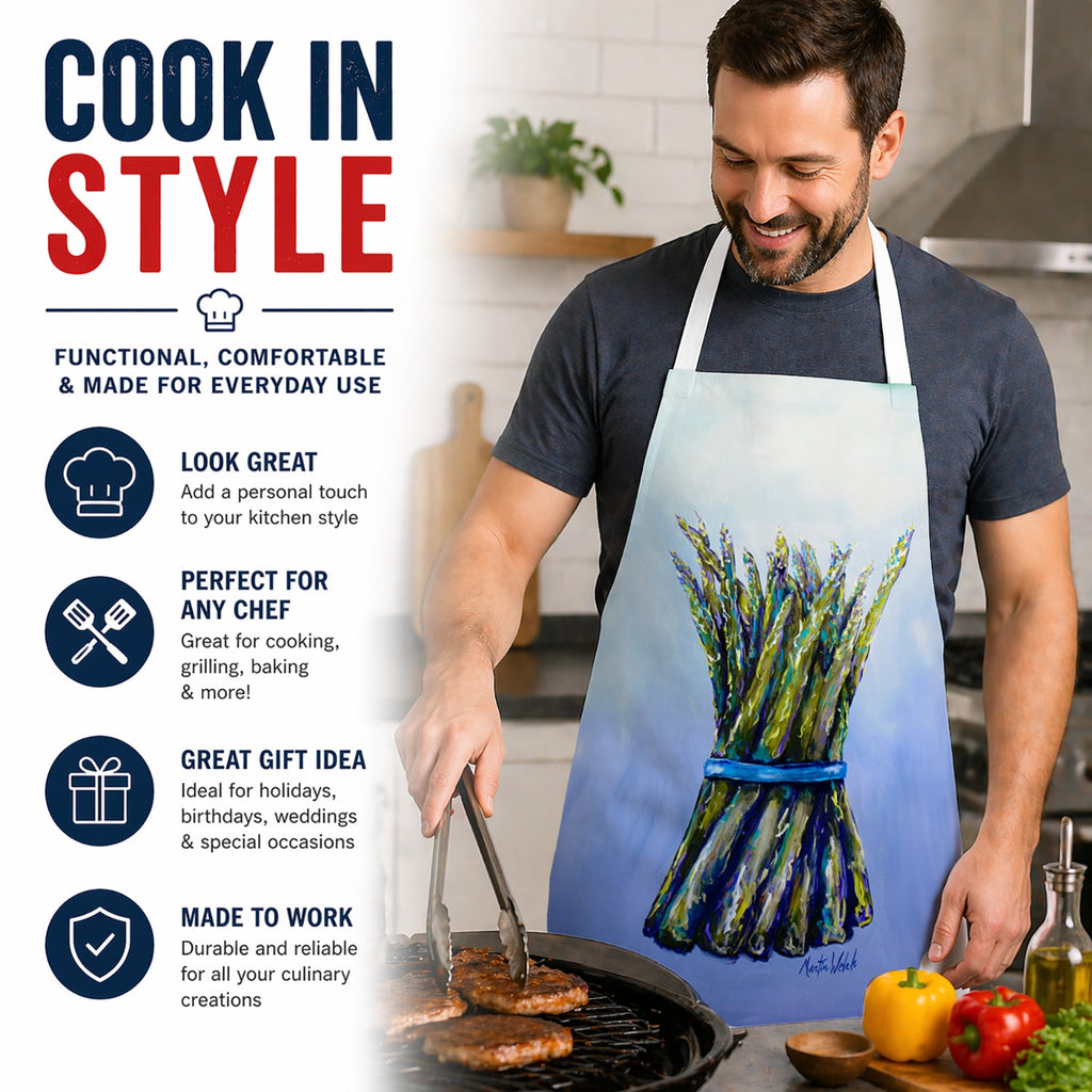 Fresh Bunch Asparagus Apron Cooking Kitchen Server Baking Crafts Gardening for Adult Women Men, Unisex, Large, Multicolor