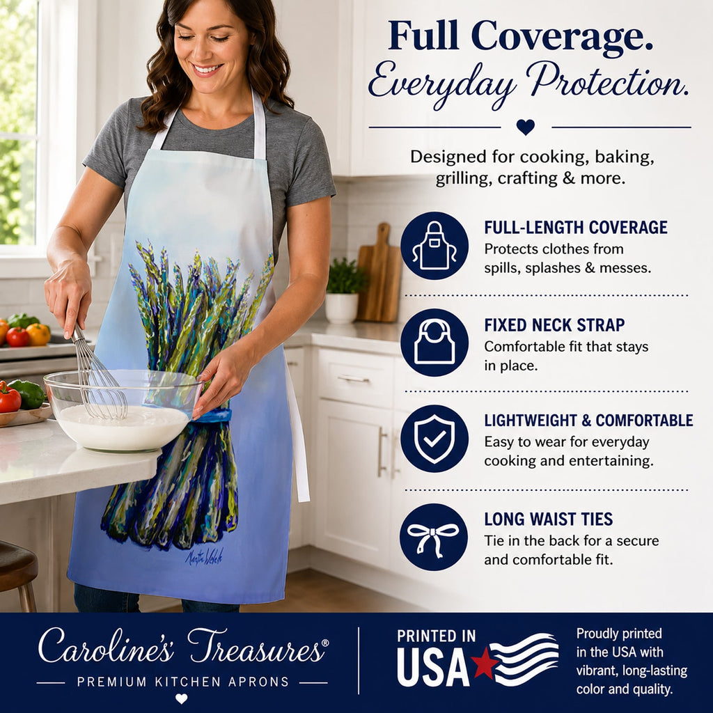 Fresh Bunch Asparagus Apron Cooking Kitchen Server Baking Crafts Gardening for Adult Women Men, Unisex, Large, Multicolor