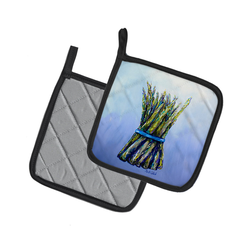 Fresh Bunch Asparagus Pot Holder Set of 2 Heat Resistant Quilted Hot Pads 7.5 x 7.5 Inch, Insulated Kitchen Trivets for Cooking & Baking