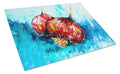 Onion Funions Cutting Board Tempered Glass Kitchen Cutting Surface, Heat Resistant Chopping, Non-Slip Feet, Food Prep & Serving