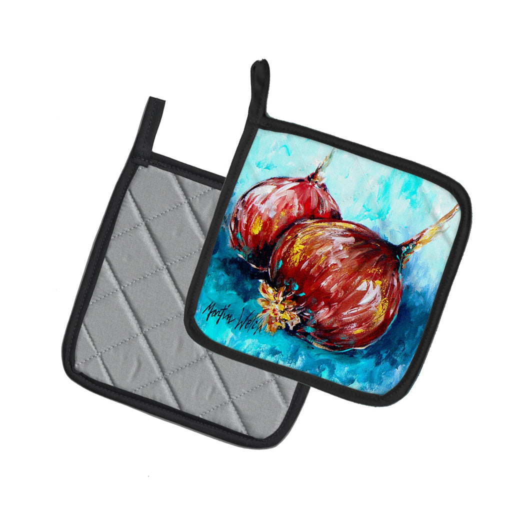 Onion Funions Pot Holder Set of 2 Heat Resistant Quilted Hot Pads 7.5 x 7.5 Inch, Insulated Kitchen Trivets for Cooking & Baking