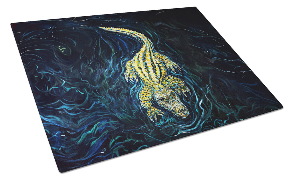 Gator Down Alligator Cutting Board Tempered Glass Kitchen Cutting Surface, Heat Resistant Chopping, Non-Slip Feet, Food Prep & Serving