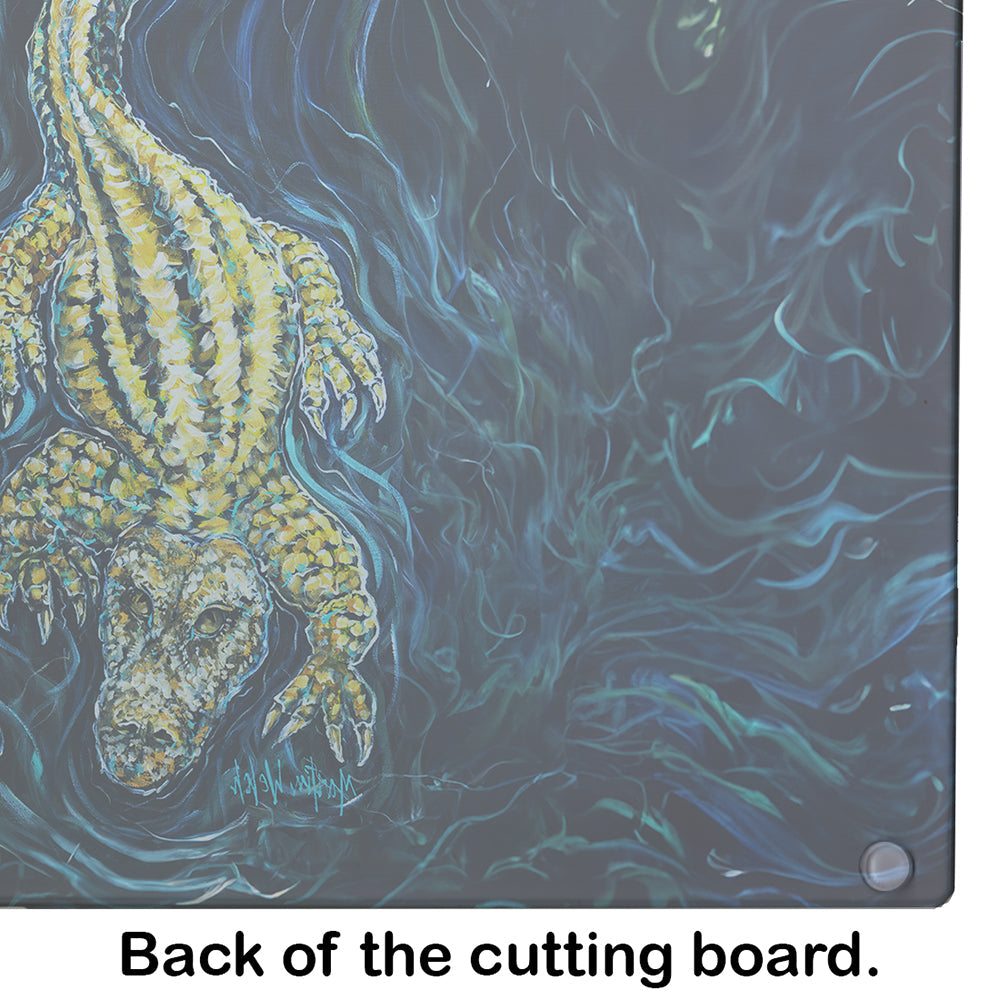 Gator Down Alligator Cutting Board Tempered Glass Kitchen Cutting Surface, Heat Resistant Chopping, Non-Slip Feet, Food Prep & Serving
