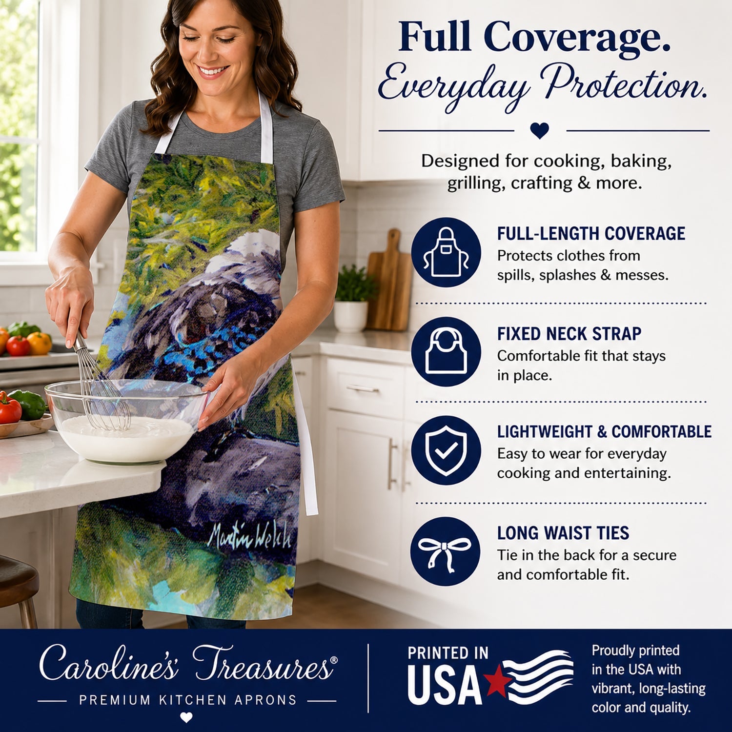 G'Day Mate Bird Apron Cooking Kitchen Server Baking Crafts Gardening for Adult Women Men, Unisex, Large, Multicolor