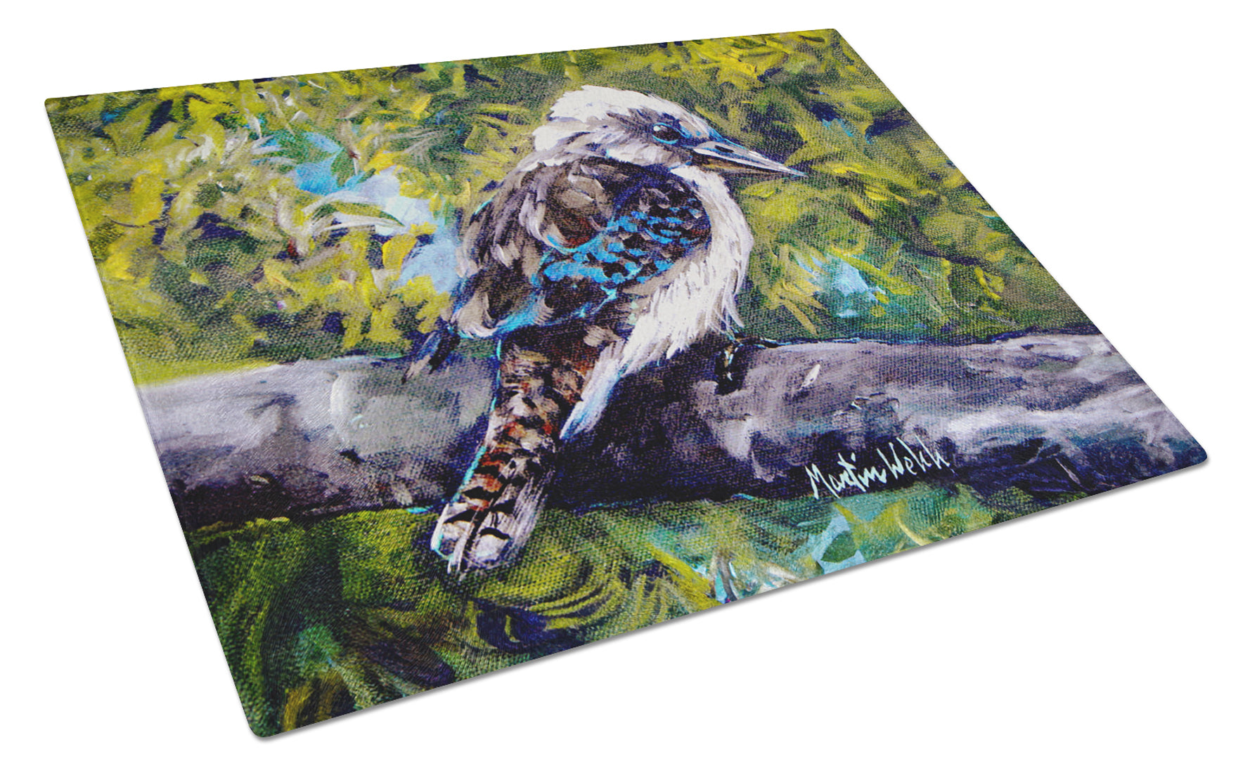 G'Day Mate Bird Cutting Board Tempered Glass Kitchen Cutting Surface, Heat Resistant Chopping, Non-Slip Feet, Food Prep & Serving