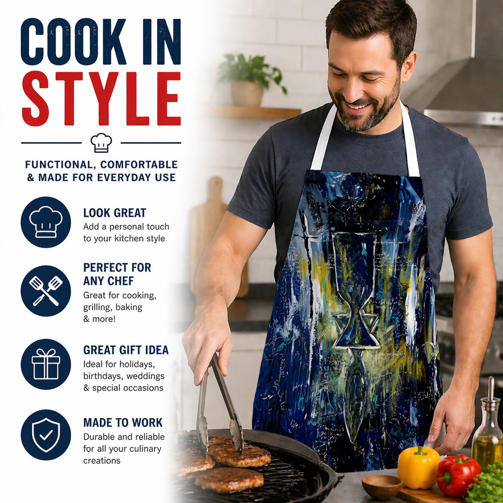 Glimer Star of David Apron Cooking Kitchen Server Baking Crafts Gardening for Adult Women Men, Unisex, Large, Multicolor