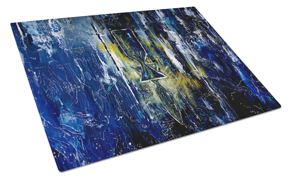 Glimer Star of David Cutting Board Tempered Glass Kitchen Cutting Surface, Heat Resistant Chopping, Non-Slip Feet, Food Prep & Serving