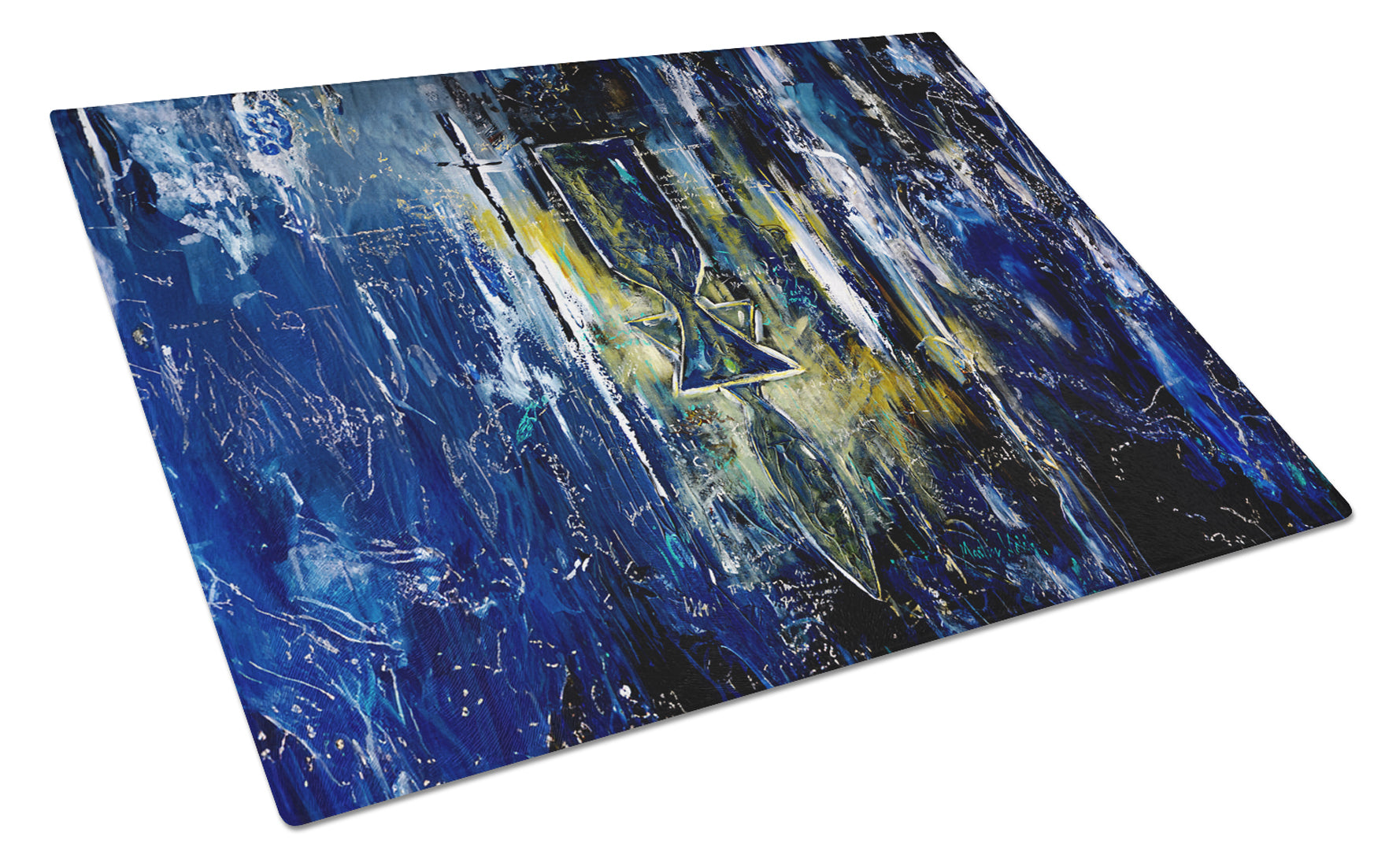 Glimer Star of David Cutting Board Tempered Glass Kitchen Cutting Surface, Heat Resistant Chopping, Non-Slip Feet, Food Prep & Serving