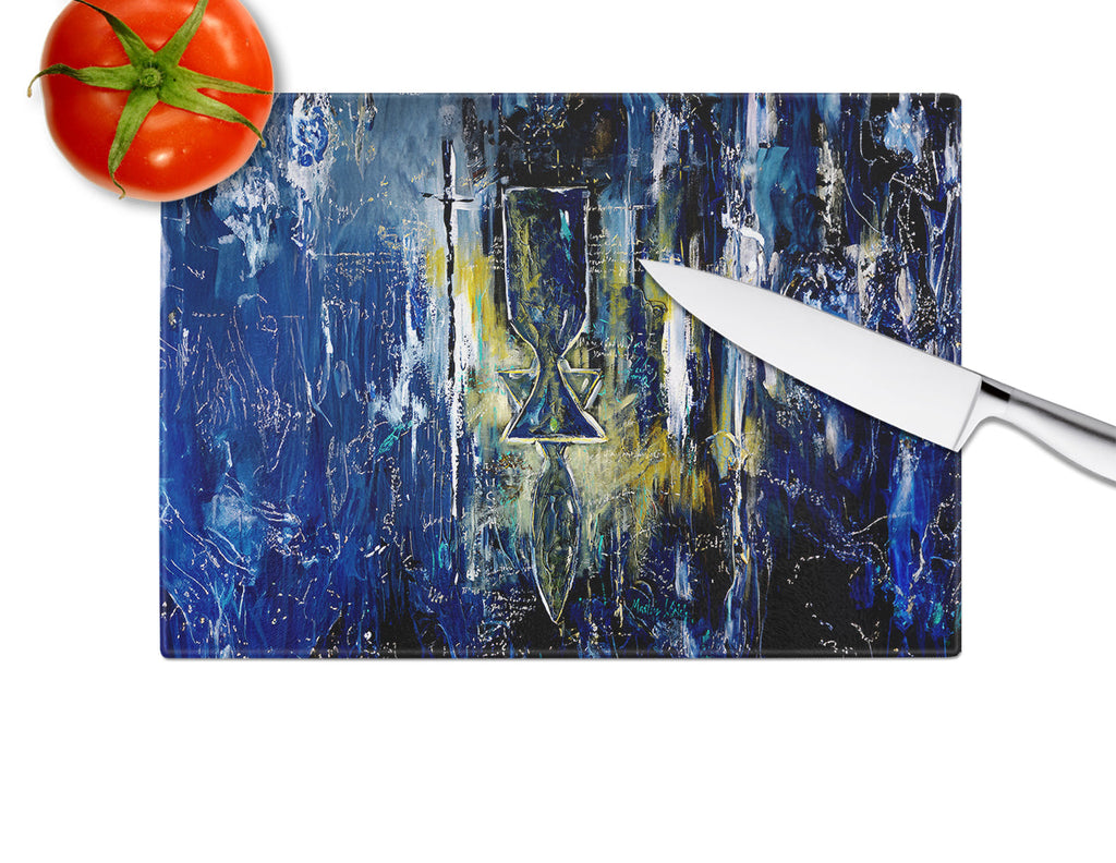 Glimer Star of David Cutting Board Tempered Glass Kitchen Cutting Surface, Heat Resistant Chopping, Non-Slip Feet, Food Prep & Serving