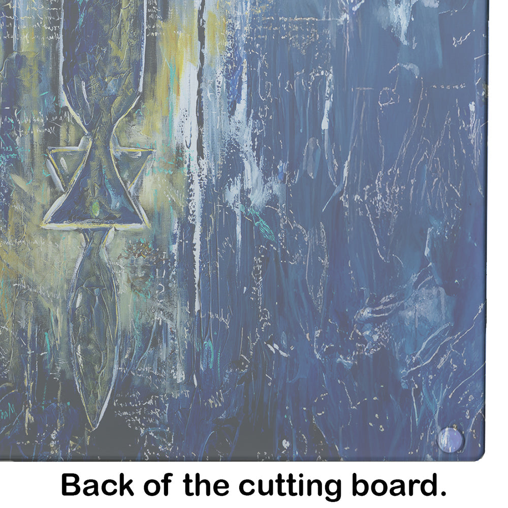 Glimer Star of David Cutting Board Tempered Glass Kitchen Cutting Surface, Heat Resistant Chopping, Non-Slip Feet, Food Prep & Serving