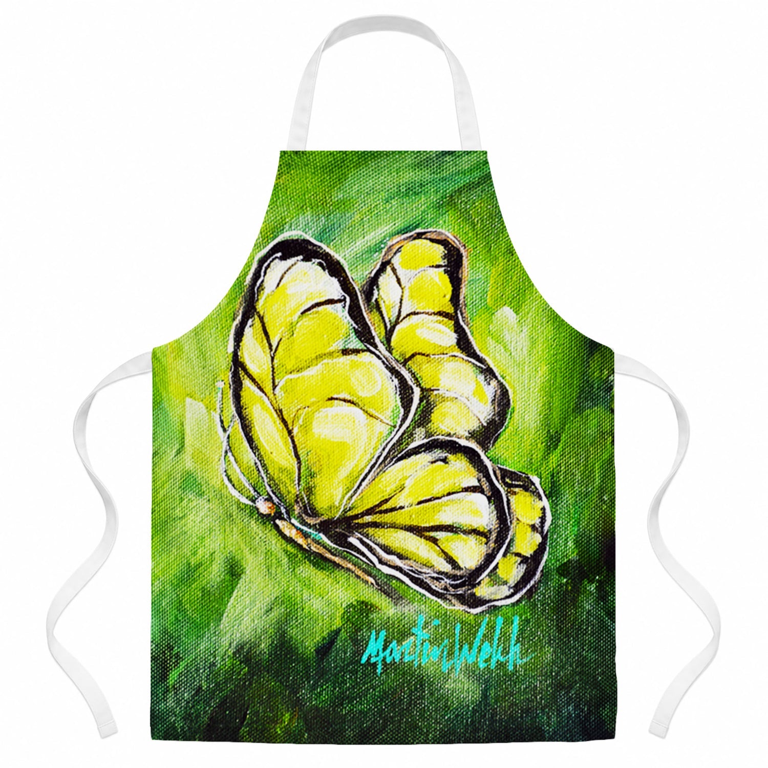 Glover Fly Sage Butterfly Apron Cooking Kitchen Server Baking Crafts Gardening for Adult Women Men, Unisex, Large, Multicolor