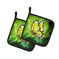 Glover Fly Sage Butterfly Pot Holder Set of 2 Heat Resistant Quilted Hot Pads 7.5 x 7.5 Inch, Insulated Kitchen Trivets for Cooking & Baking