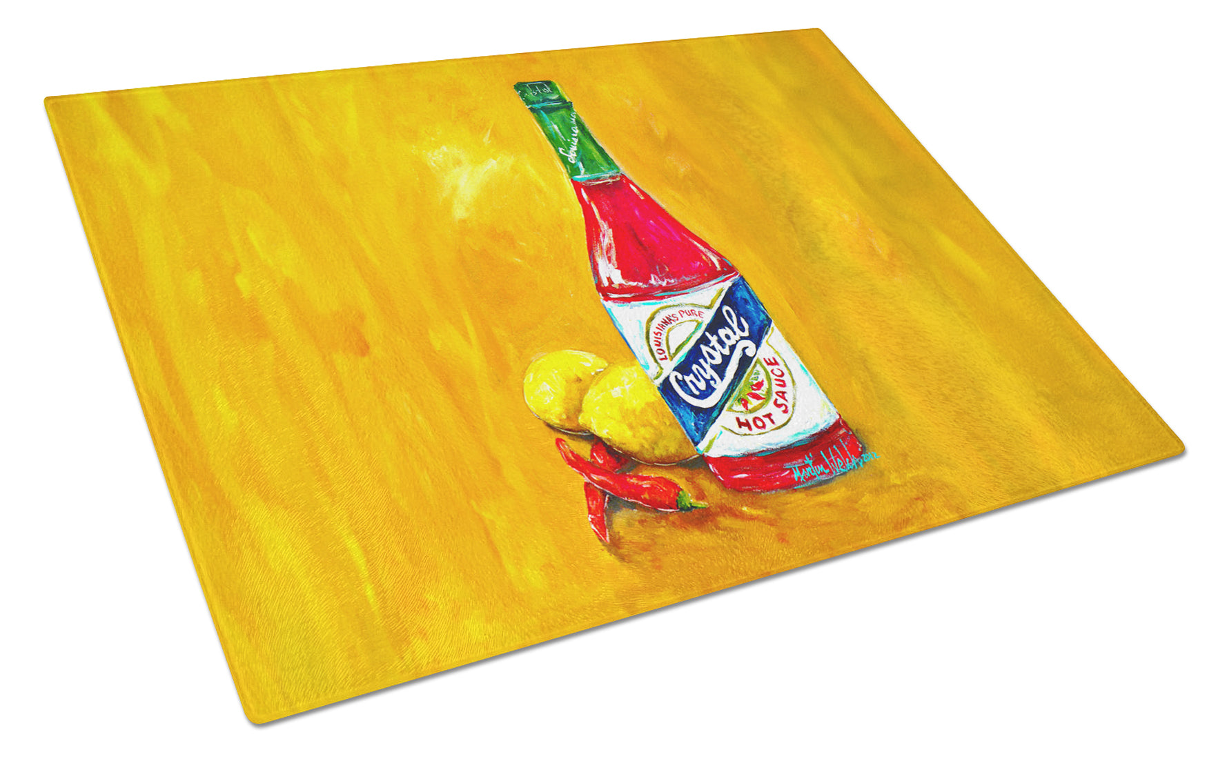 Got Sauce Hot Sauce Cutting Board Tempered Glass Kitchen Cutting Surface, Heat Resistant Chopping, Non-Slip Feet, Food Prep & Serving
