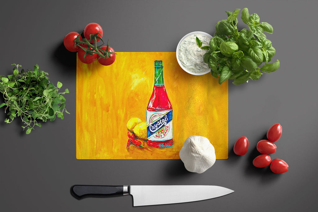 Got Sauce Hot Sauce Cutting Board Tempered Glass Kitchen Cutting Surface, Heat Resistant Chopping, Non-Slip Feet, Food Prep & Serving