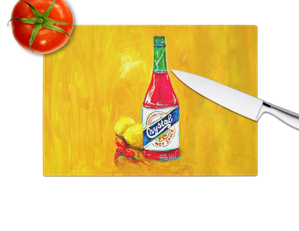 Got Sauce Hot Sauce Cutting Board Tempered Glass Kitchen Cutting Surface, Heat Resistant Chopping, Non-Slip Feet, Food Prep & Serving