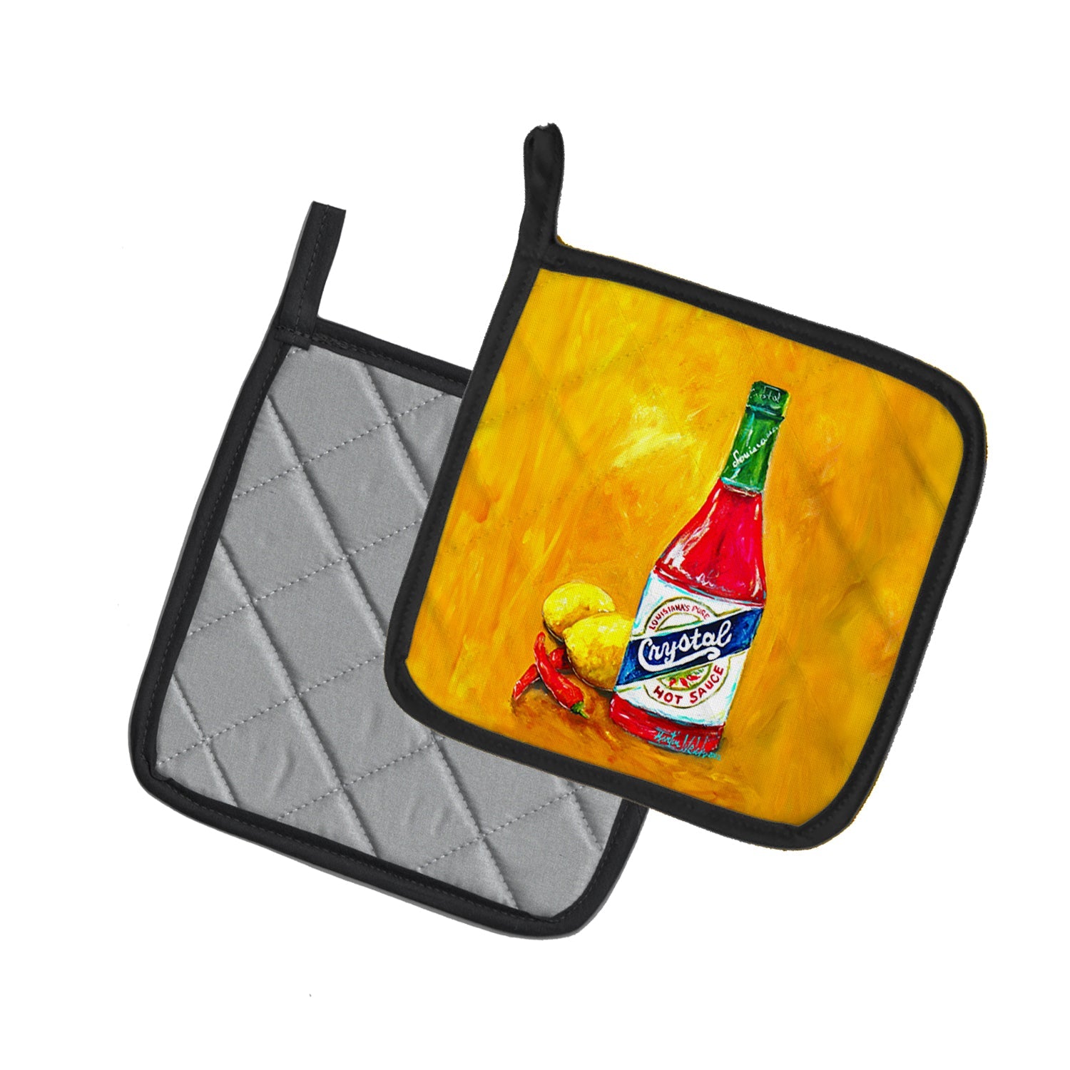 Got Sauce Hot Sauce Pot Holder Set of 2 Heat Resistant Quilted Hot Pads 7.5 x 7.5 Inch, Insulated Kitchen Trivets for Cooking & Baking