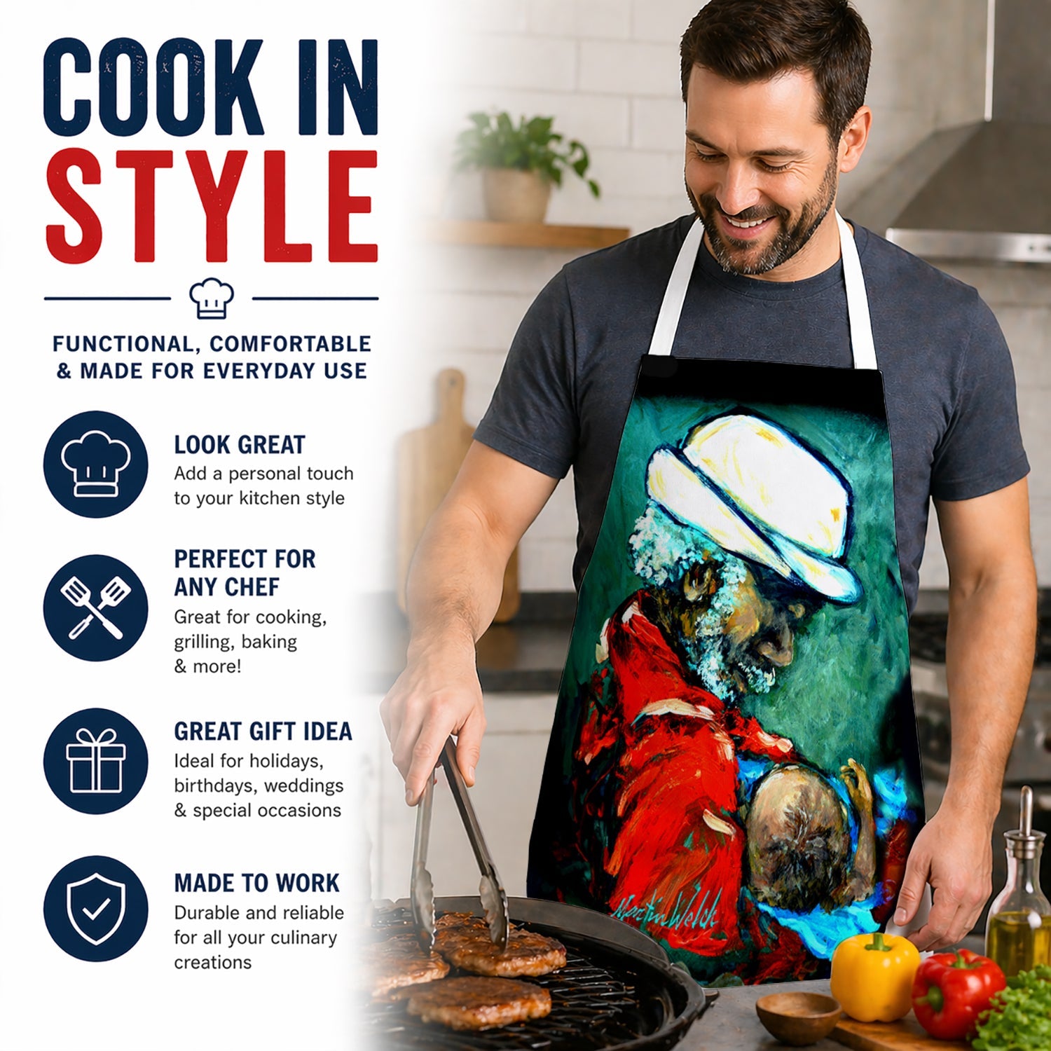 Grand Pappy and Baby Apron Cooking Kitchen Server Baking Crafts Gardening for Adult Women Men, Unisex, Large, Multicolor
