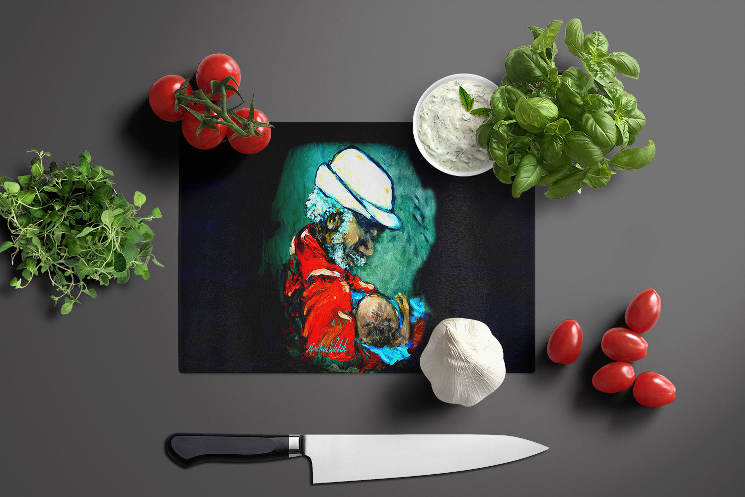 Grand Pappy and Baby Cutting Board Tempered Glass Kitchen Cutting Surface, Heat Resistant Chopping, Non-Slip Feet, Food Prep & Serving