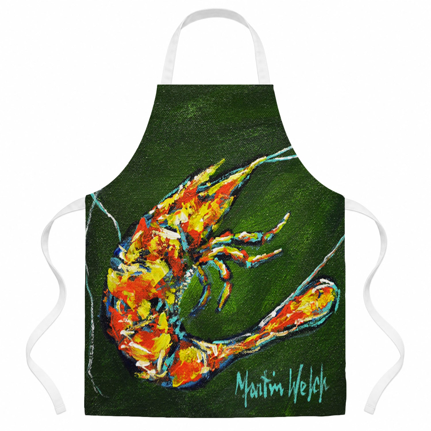 Green Waters Shrimp Apron Cooking Kitchen Server Baking Crafts Gardening for Adult Women Men, Unisex, Large, Multicolor
