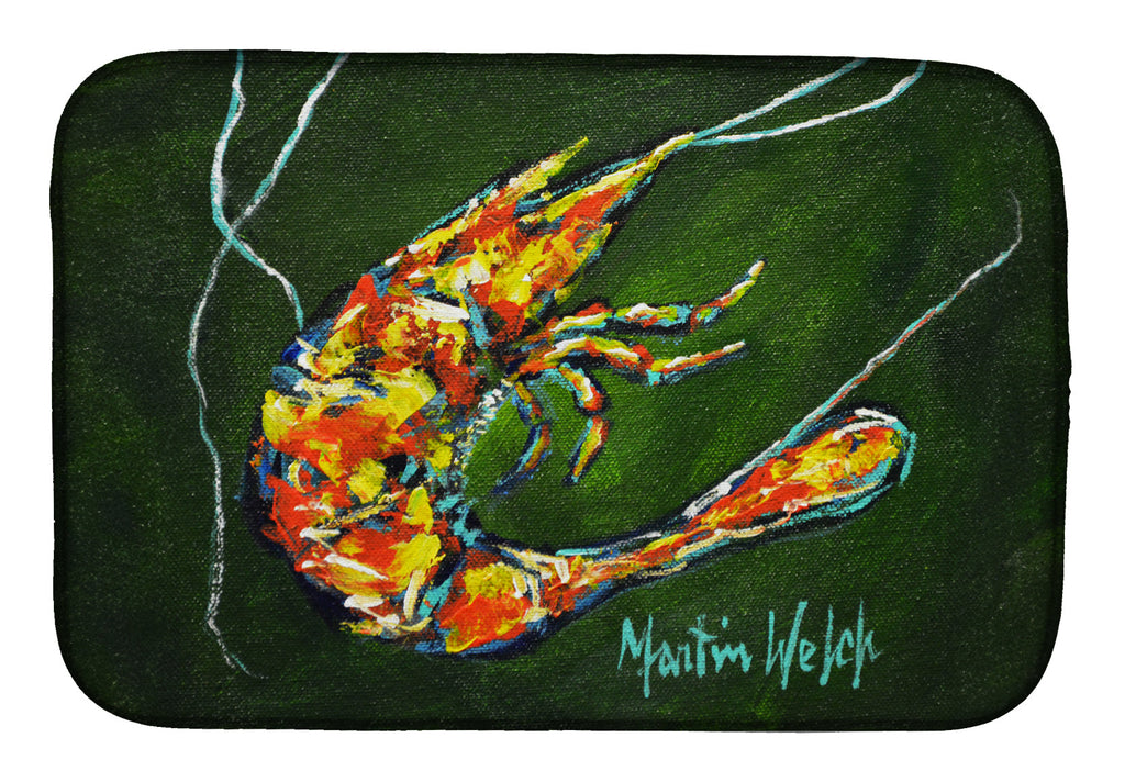 Green Waters Shrimp Dish Drying Mat Absorbent Dish Drying Mat Pad for Kitchen Counter Dish Drainer Mat for Countertop, 14 x 21", Multicolor