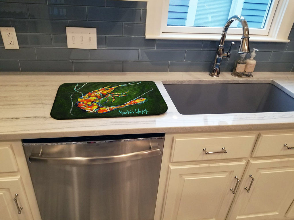 Green Waters Shrimp Dish Drying Mat Absorbent Dish Drying Mat Pad for Kitchen Counter Dish Drainer Mat for Countertop, 14 x 21", Multicolor