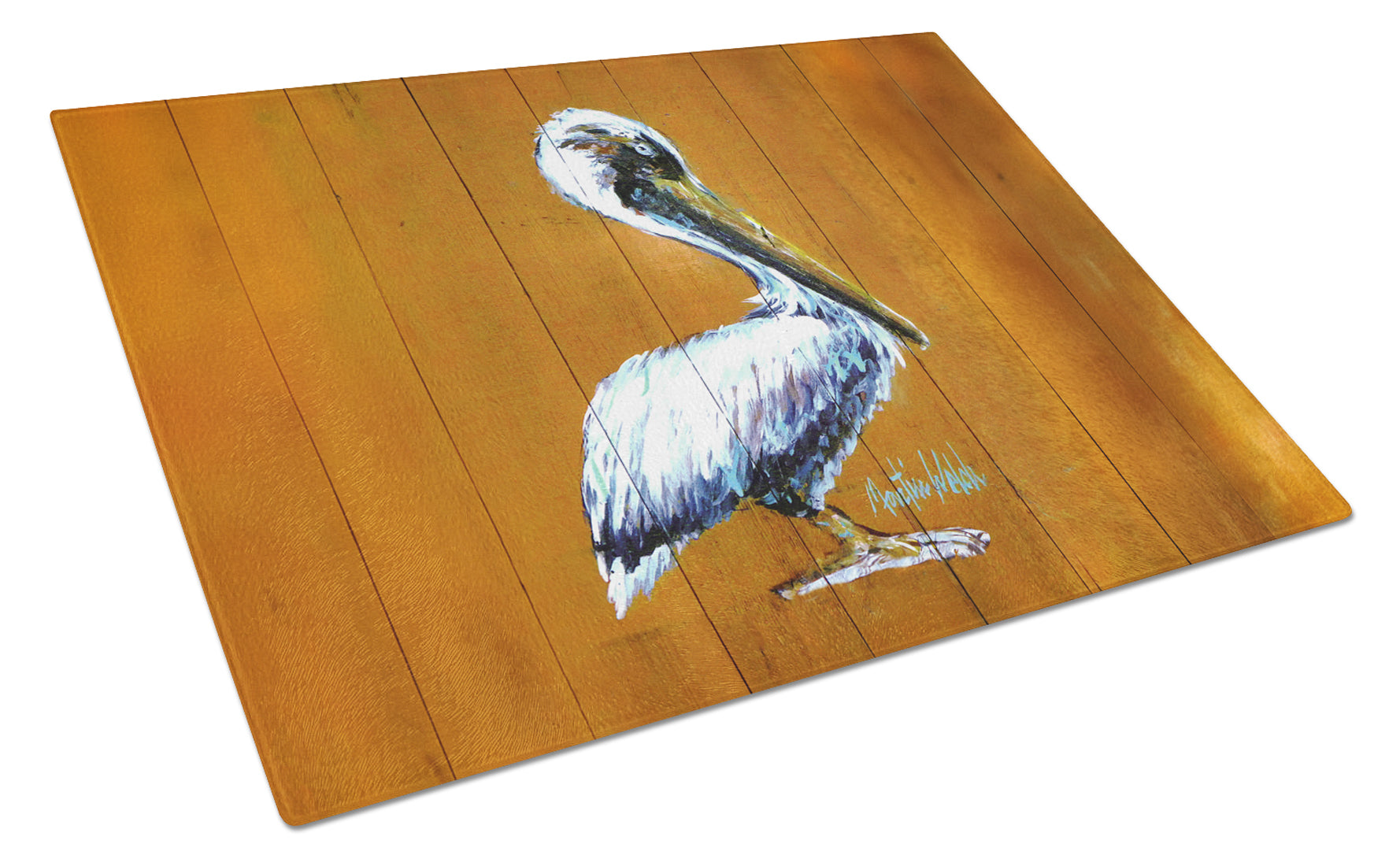 Hangin In Pelican Cutting Board Tempered Glass Kitchen Cutting Surface, Heat Resistant Chopping, Non-Slip Feet, Food Prep & Serving
