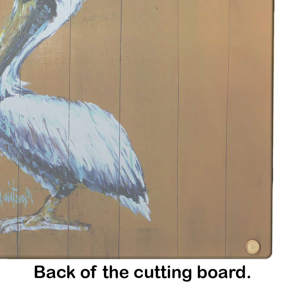 Hangin In Pelican Cutting Board Tempered Glass Kitchen Cutting Surface, Heat Resistant Chopping, Non-Slip Feet, Food Prep & Serving