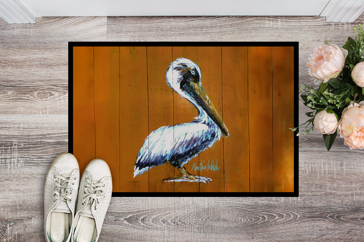 Hangin In Pelican Doormat Indoor Outdoor 18H X 27W Front Door Mat Rugs for Entryway, Non Slip Washable