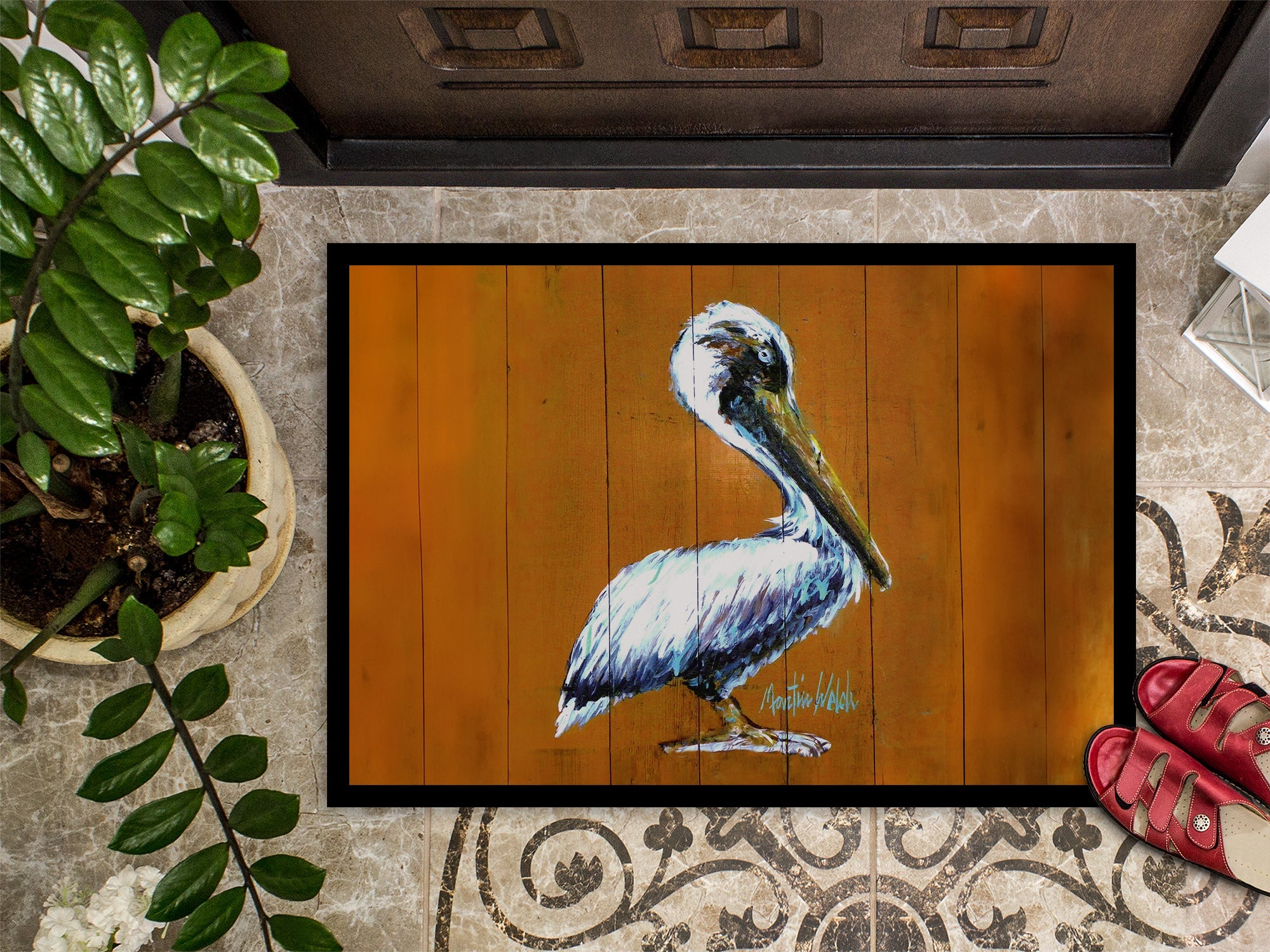 Hangin In Pelican Doormat Indoor Outdoor 18H X 27W Front Door Mat Rugs for Entryway, Non Slip Washable