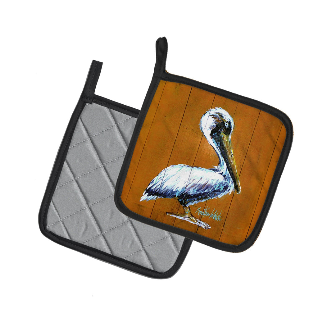 Hangin In Pelican Pot Holder Set of 2 Heat Resistant Quilted Hot Pads 7.5 x 7.5 Inch, Insulated Kitchen Trivets for Cooking & Baking