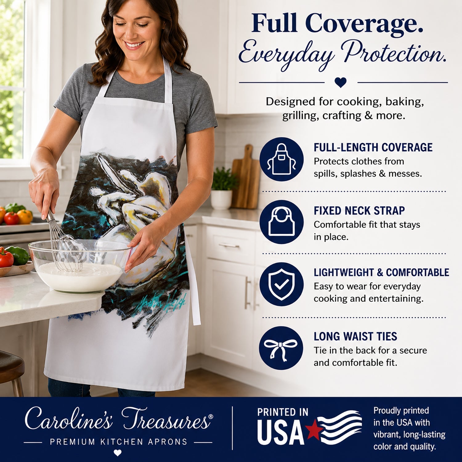 Happy Times Greyhoud Apron Cooking Kitchen Server Baking Crafts Gardening for Adult Women Men, Unisex, Large, Multicolor