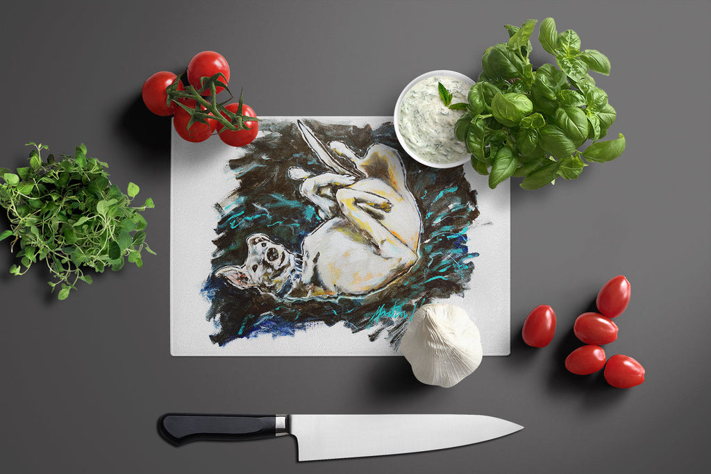 Happy Times Greyhoud Cutting Board Tempered Glass Kitchen Cutting Surface, Heat Resistant Chopping, Non-Slip Feet, Food Prep & Serving