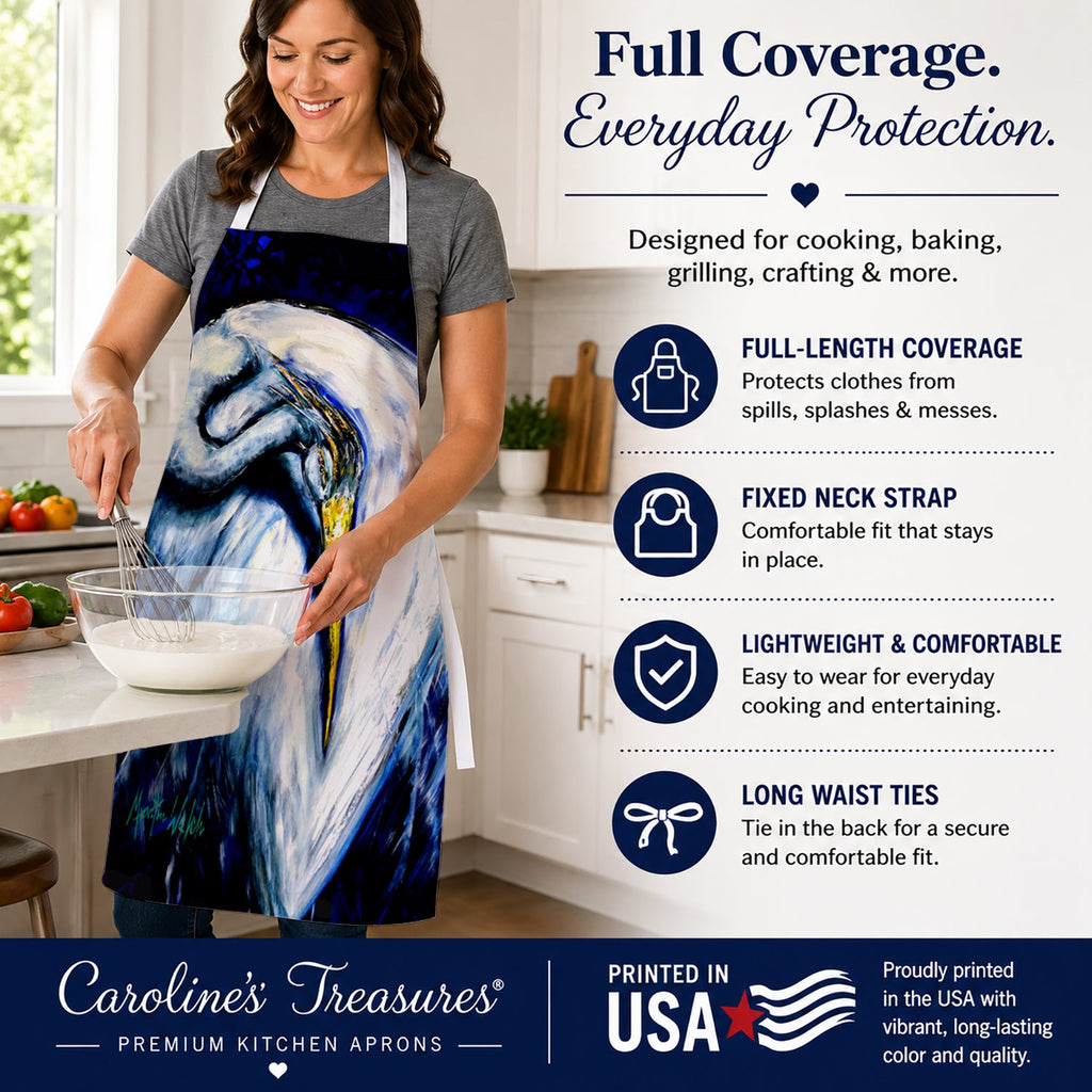 Heron Freshen Up Apron Cooking Kitchen Server Baking Crafts Gardening for Adult Women Men, Unisex, Large, Multicolor