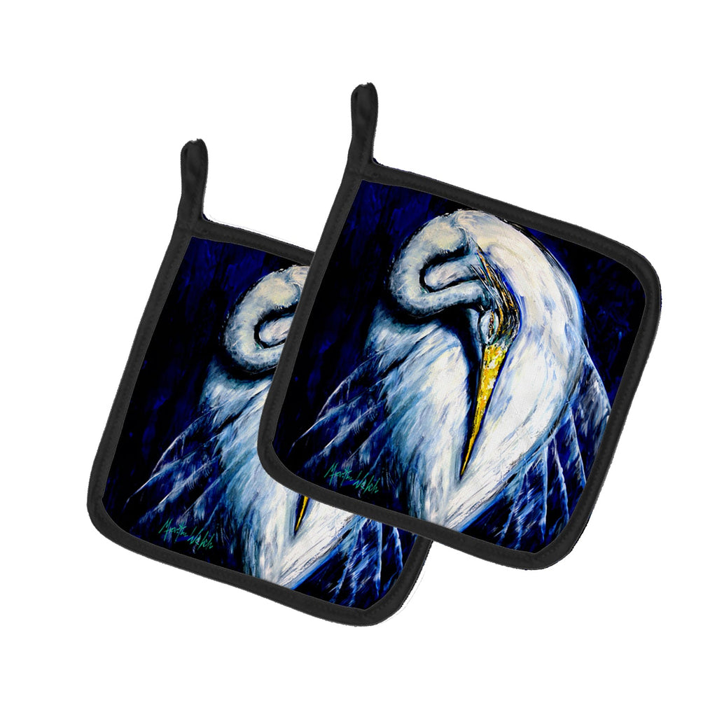 Heron Freshen Up Pot Holder Set of 2 Heat Resistant Quilted Hot Pads 7.5 x 7.5 Inch, Insulated Kitchen Trivets for Cooking & Baking