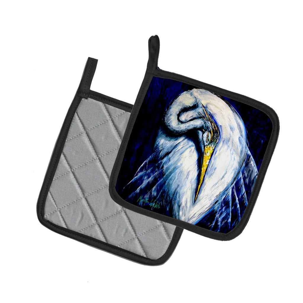 Heron Freshen Up Pot Holder Set of 2 Heat Resistant Quilted Hot Pads 7.5 x 7.5 Inch, Insulated Kitchen Trivets for Cooking & Baking