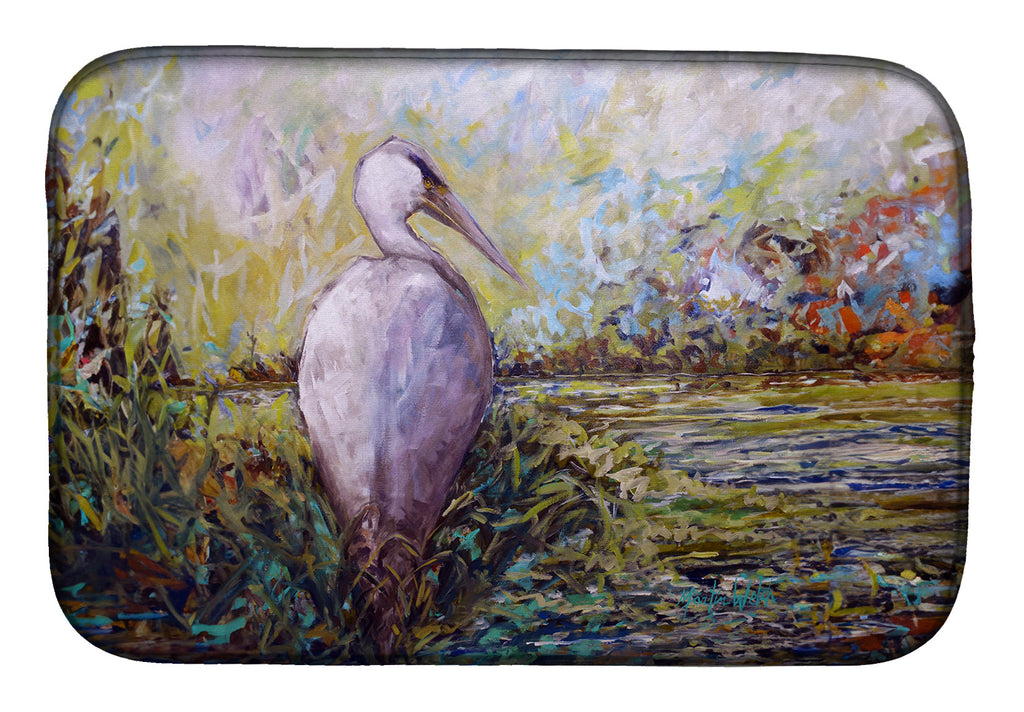 Heron in the Swamp Dish Drying Mat Absorbent Dish Drying Mat Pad for Kitchen Counter Dish Drainer Mat for Countertop, 14 x 21", Multicolor